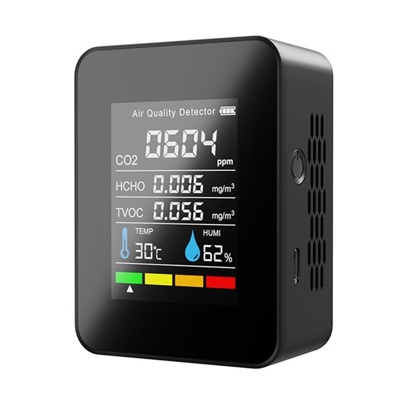 Detector De Dióxido Carbono, Co2, Monitor Portátil Temperatura Y Humedad, Calidad del Aire, Herramienta Invernadero For Plantación Agrícola Detección Rápida Precisa(Black)