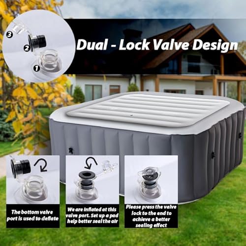 Energiesparende Spa-Abdeckung, aufblasbarer Deckel, schützender Regen-Überlauf, Wärmeisolator, Technologie, quadratische Blase, passend für alle quadratischen Whirlpools von 6 Personen bis 145 cm,