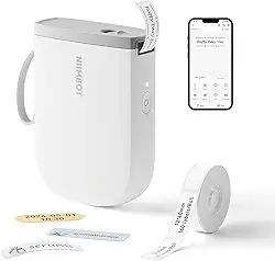 NIIMBOT Máquina de etiquetar D11 nova versão com fita, impressora de etiquetas Bluetooth 300DPI, impressora térmica portátil, fabricante de adesivos para organizar escritório em casa, escola, branca