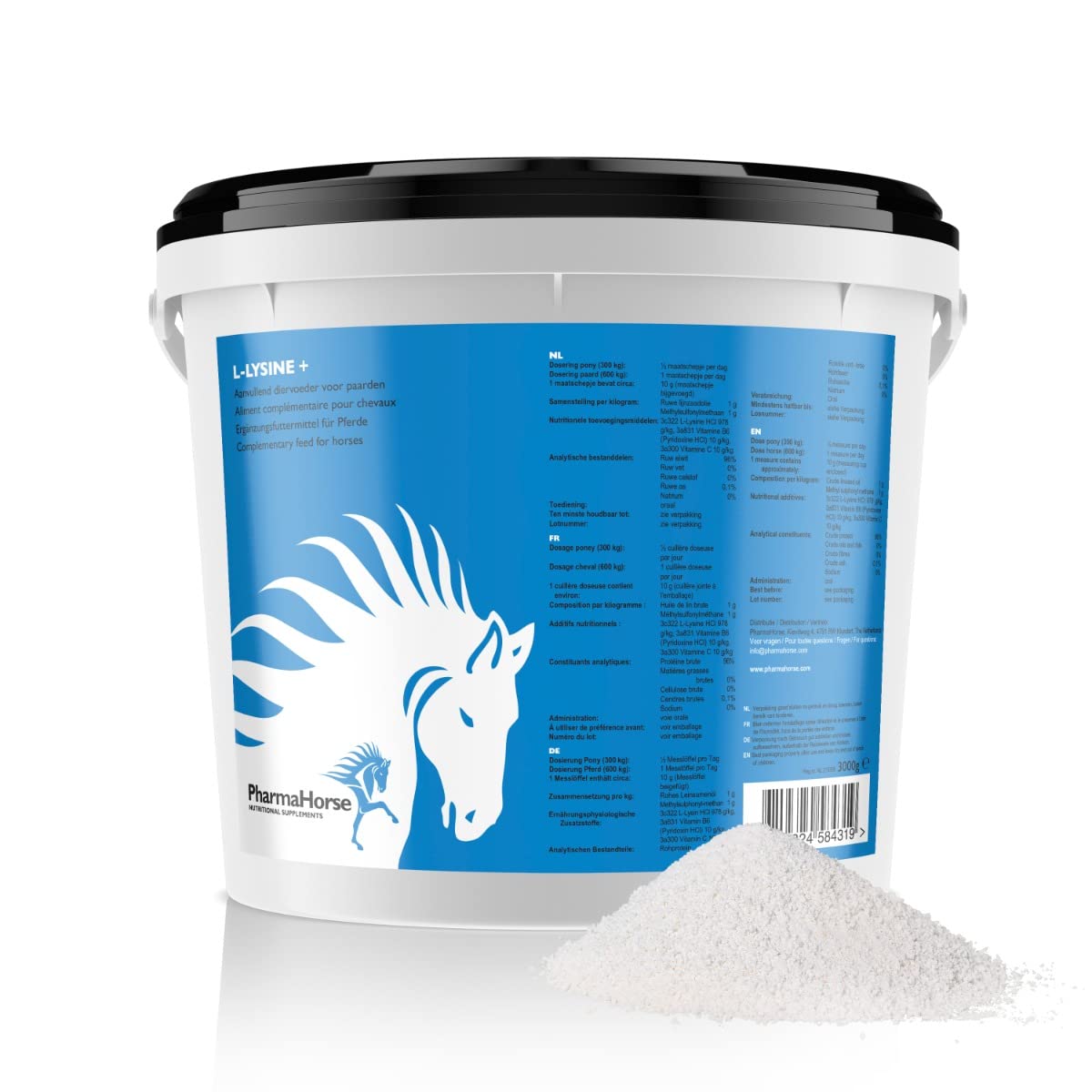 PharmaHorse L-Lysin+ | Immunsystem | Abwehrzellen | Müdigkeit | 100% Dopingfrei | 3000 Gramm