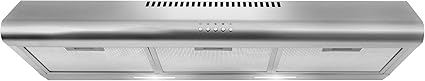 COSMO COS-5MU36 36 in. Delta Collection Ducted Under Cabinet Range Hood, Button Controls, Reusable Filters, LED Lights, Stainless Steel