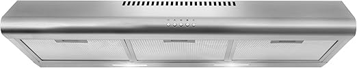 COSMO COS-5MU36 36 in. Delta Collection Ducted Under Cabinet Range Hood, Button Controls, Reusable Filters, LED Lights, Stainless Steel