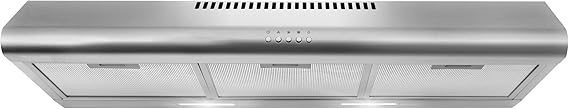 COSMO COS-5MU36 36 in. Delta Collection Ducted Under Cabinet Range Hood, Button Controls, Reusable Filters, LED Lights, Stainless Steel