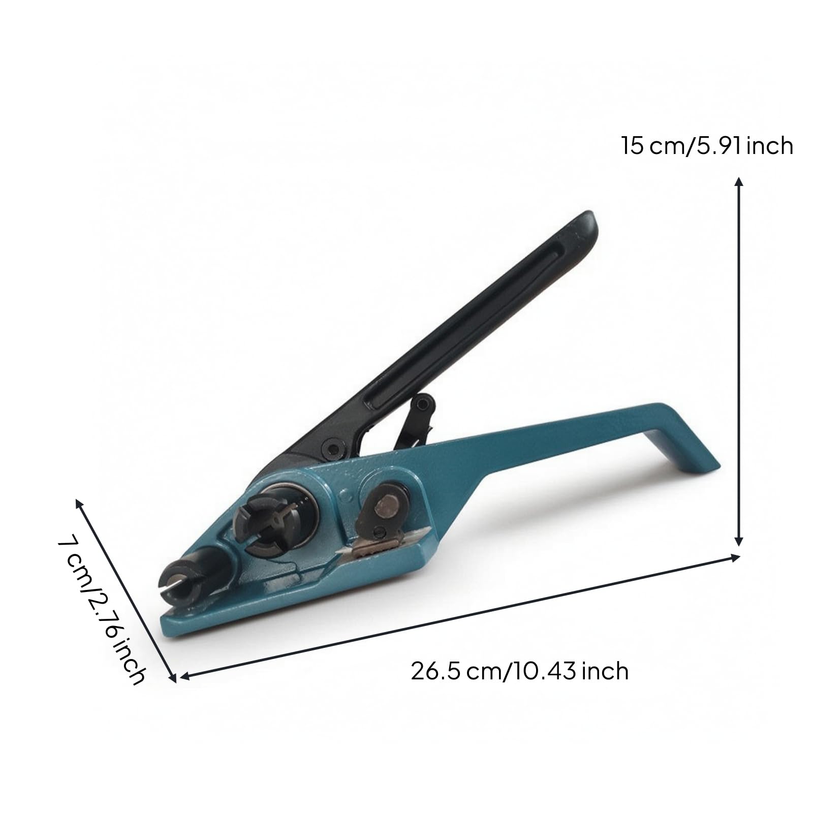 Machine de Cerclage Manuelle Tendeur Outil de Cerclage Tendeur à Main Coupe Intégrée en Acier Carbone Haute Résistance Corps Métallique Compact, Fibre 25