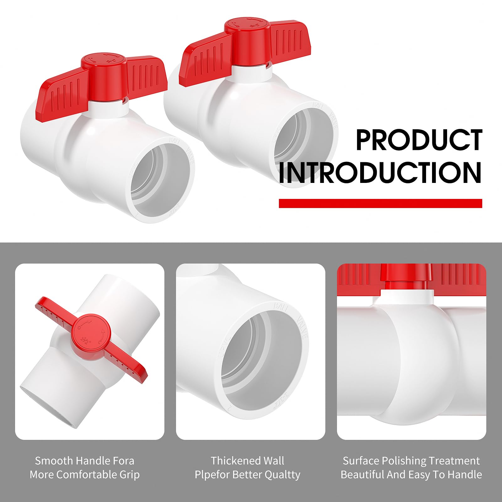 SCH40 Slip Socket Valves 1 Inch PVC Ball Valves 5 Pack - SCH40 Slip ...