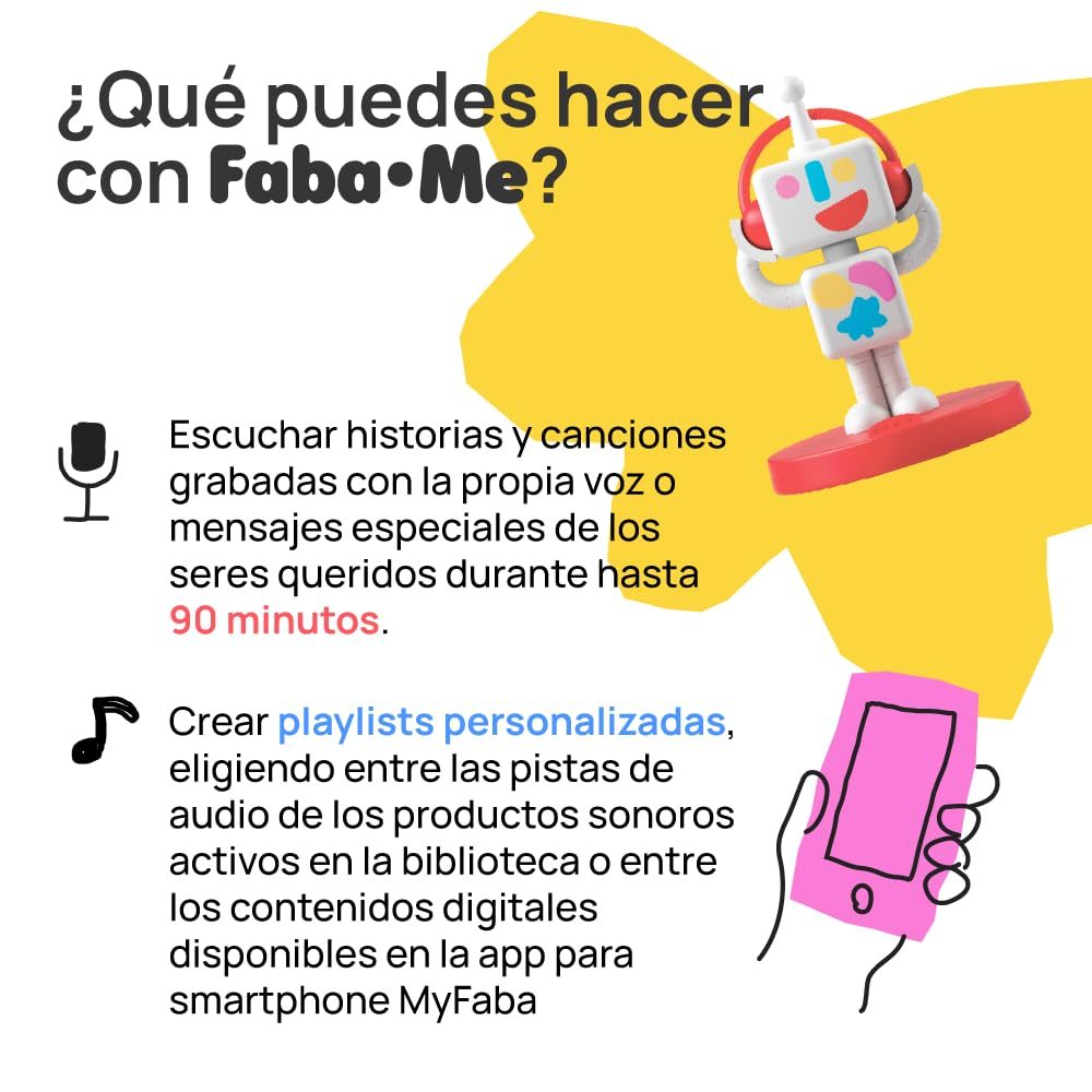 FABA + Conteur interactif, contenus Audio pour garçons et Filles de 0 à 10 Ans, Personnage sonore Me, lumière de Nuit, Routine de Sommeil, Jeu éducatif, Version espagnole