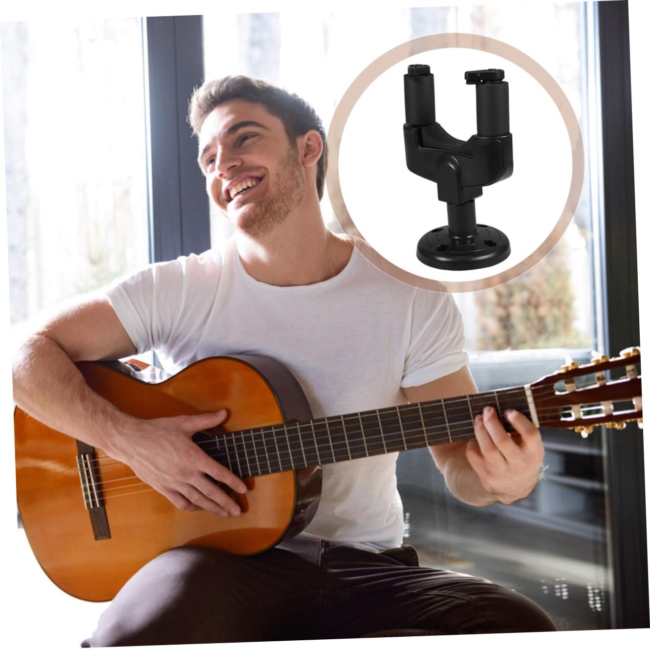 BESTonZON Ganci Per Chitarra Da Parete Set Di 6 Supporti Rimovibili Con Blocco Automatico e Base Ideali Per Chitarre Elettriche e Acustiche