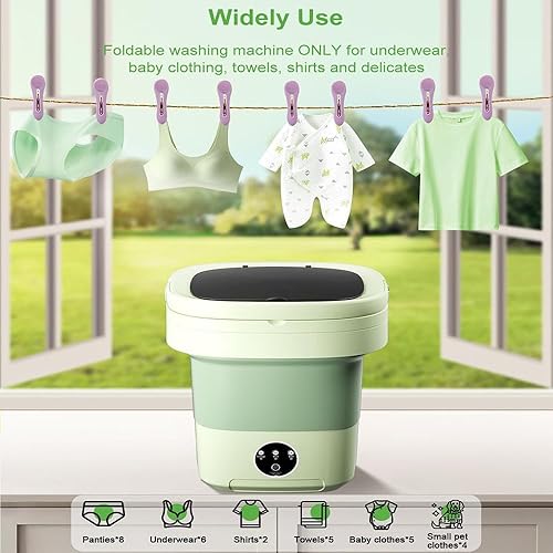 Miniatura 2 de Lavadora portátil, mini lavadora, 3 modos, capacidad de 11 litros, con cesta de drenaje, almacenamiento plegable, se puede lavar ropa interior, ropa