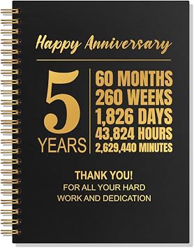 Happy Anniversary 5 Years 80 Sheets 160 Pages Funny Spiral Notebook, 5 Years Of Service Notebook for Staff, 5th Work Anniversary Journal Gifts for Employee, Employee Appreciation Gifts