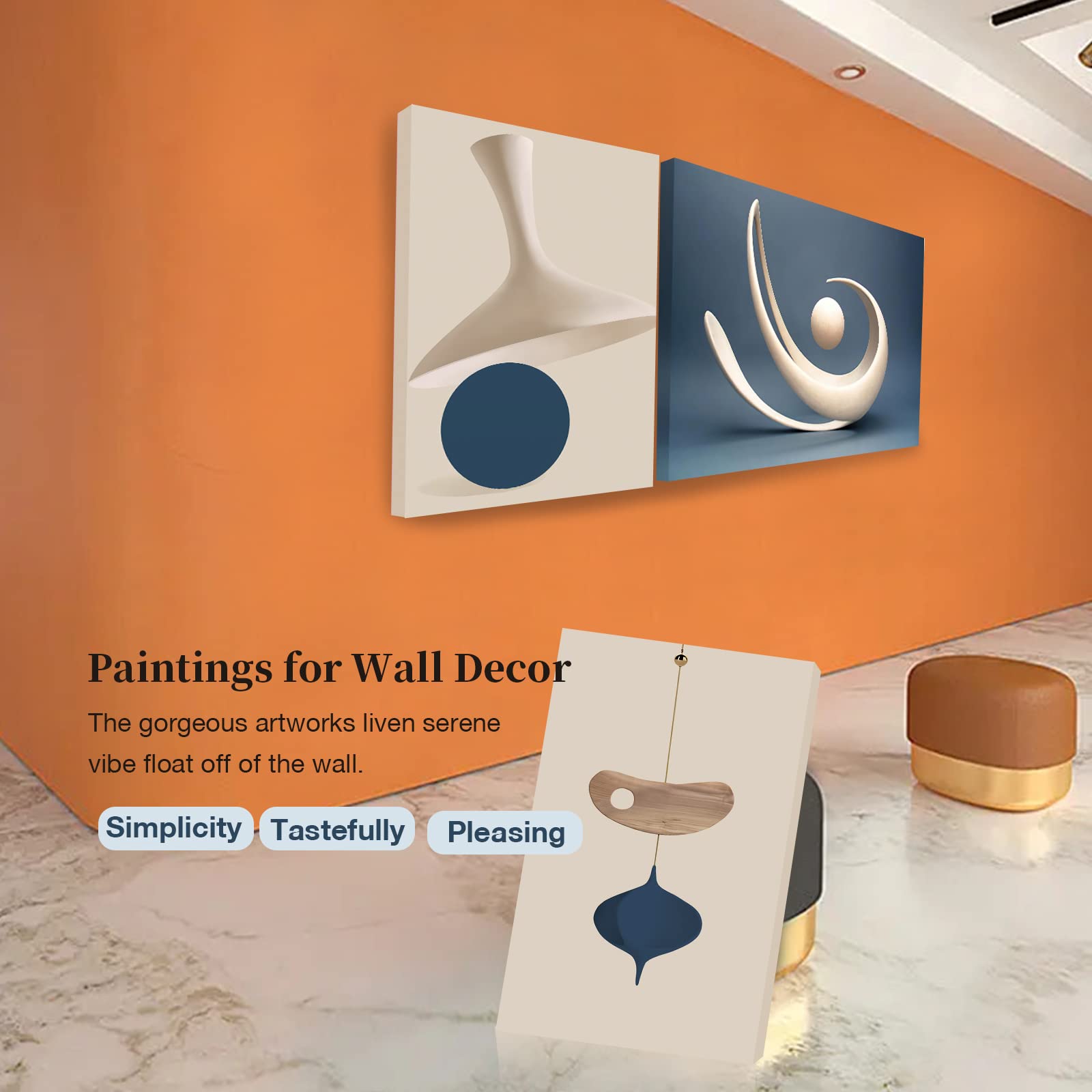 hyidecorart Wall Pictures Living Room Abstract Art Modern Canvas Pictures Morandi Blue Art Prints Wall Decoration for Bedroom Kitchen Dining Room Bathroom and Office - Image 2