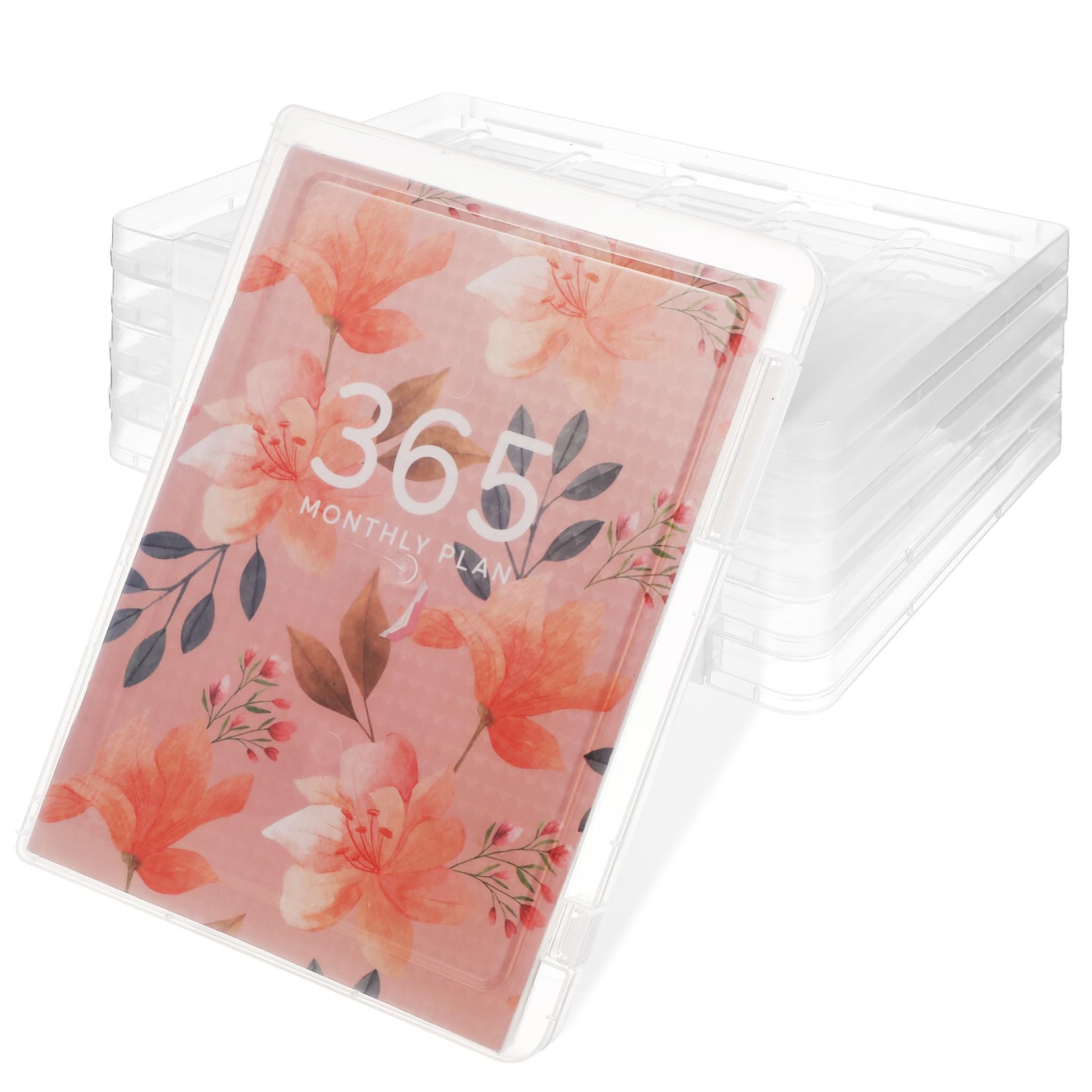 Uonlytech 6pezzi Scatola Portaoggetti in Plastica Trasparente Per Documenti Organizzatore Di Documenti Con Coperchio Scatola Di Archiviazione in Plastica Per Libri Da Colorare Contenitore Pe