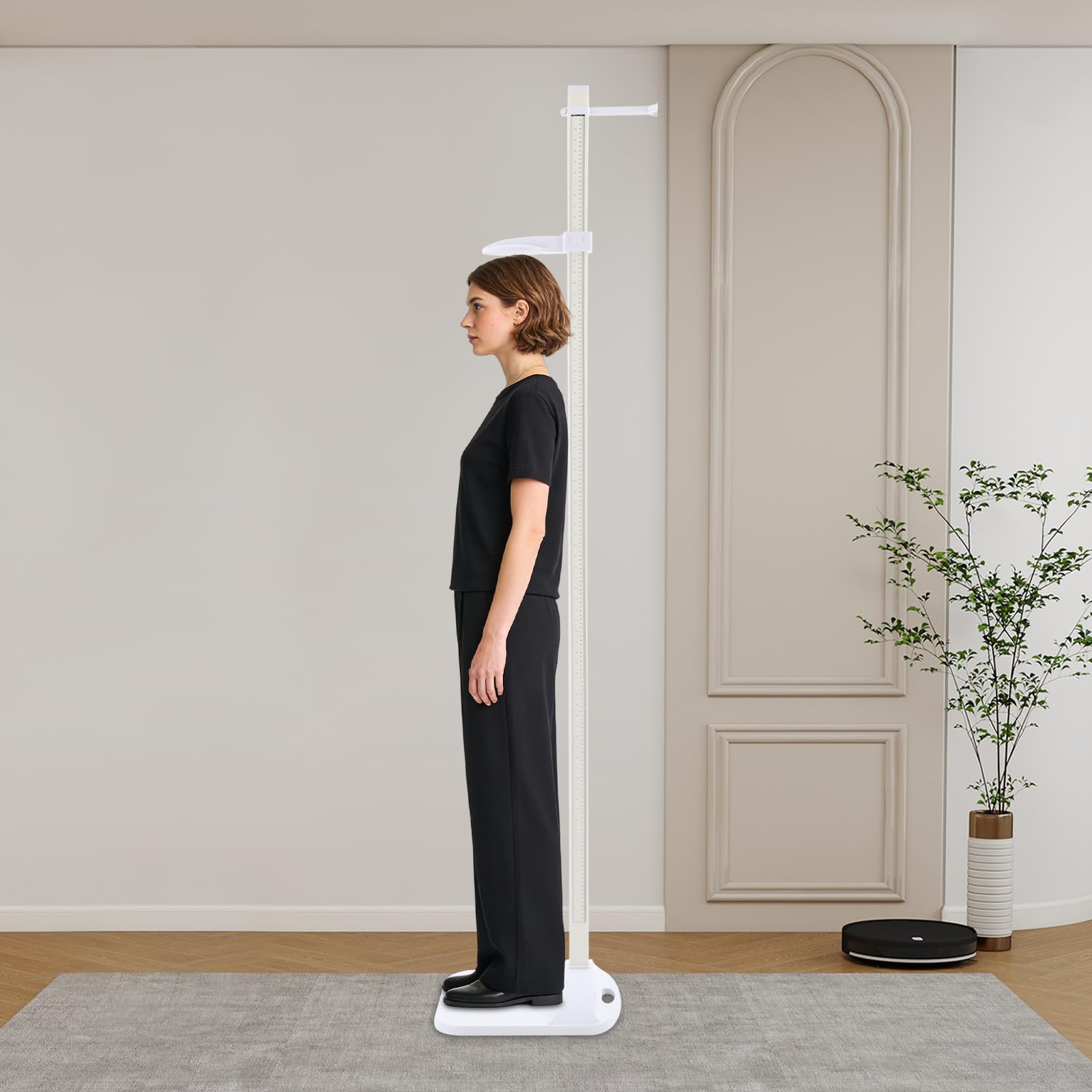 Stadiometro portatile 20–210 cm con display a doppia scala, altimetro digitale, barra di misurazione dell'altezza rimovibile, ideale per casa, scuola e ospedale