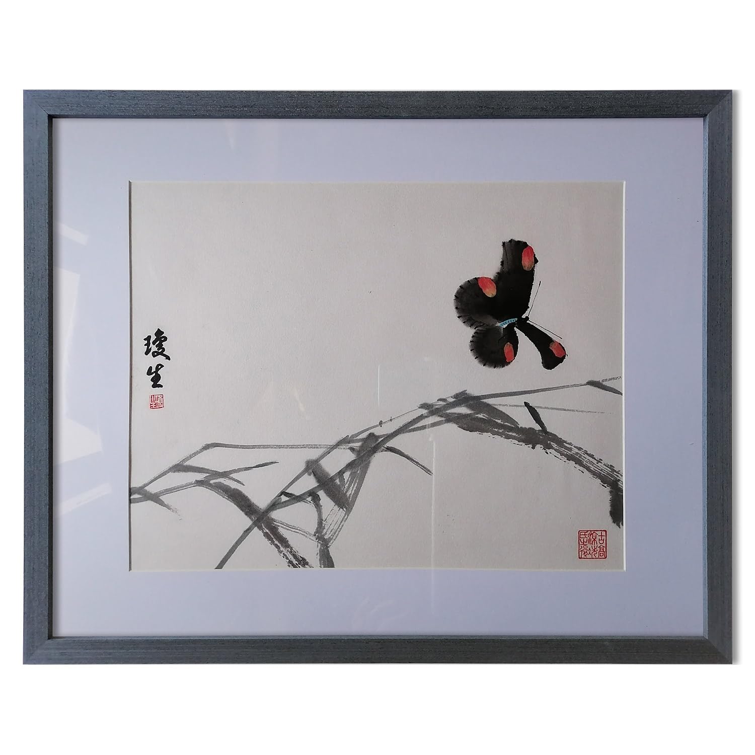 Peinture chinoise fleurs et oiseaux faite main symbole de bonne chance pour maison - 8