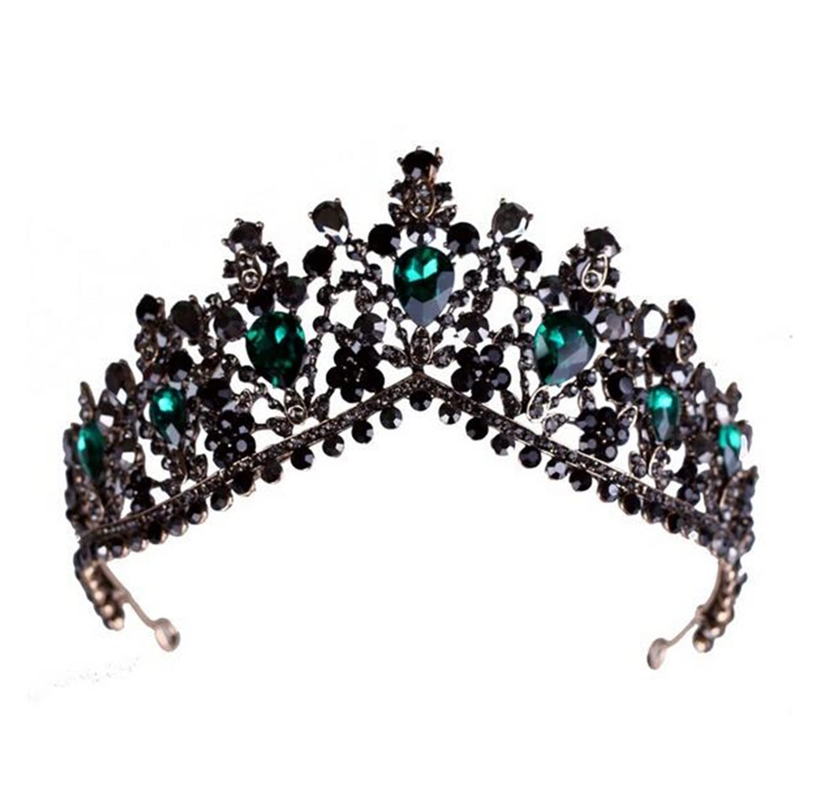 LNNSHX Brautkrone, luxuriöse Strass-Braut-Tiaras, Krone, barockes Vollkristall-Diadem für Braut-Stirnbänder, Hochzeit, Haarkleid-Accessoires (Größe: Grün) ()