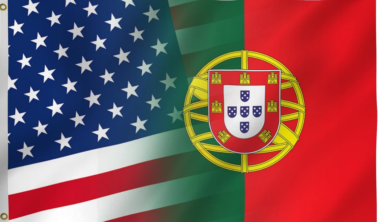 American Portugal Combination Flag 3X5FT, US Portuguese Friendship Flags,Both Sides Printed, Men Women Banner,Vibrant Colors, Double Stitched with 2 Brass Grommets, Bar Garden Street Decoration, GYM, Office Decor,Indoor Outdoor Use,Gifts. (US-PT-Z, 3x5ft)