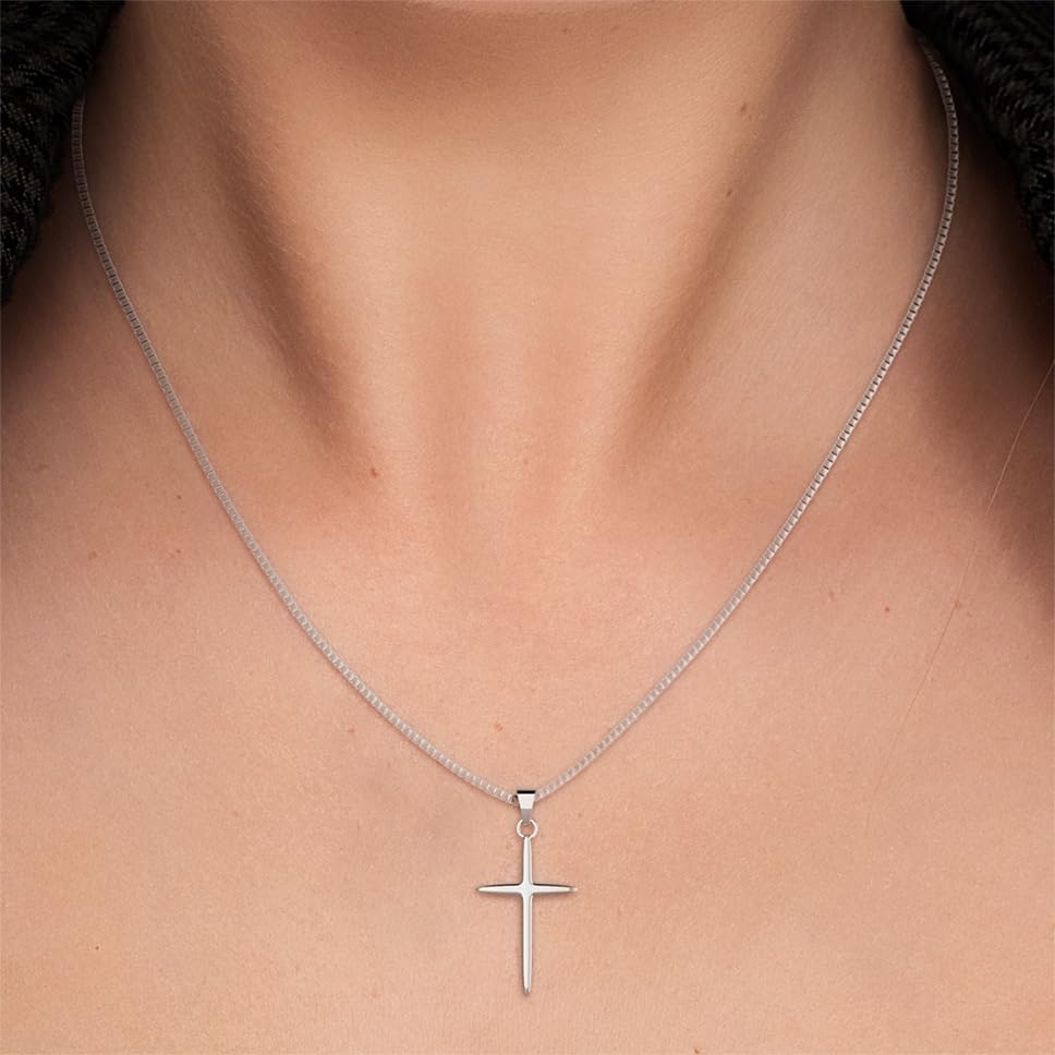 ELEGANT & PRECIOUS STRANDS Sterling Silver Cross Necklace For Women, Cross Pendant Easy to Wear – Classic Silver Cross Necklaces for Women Simple Trendy Every Day Jewelry2