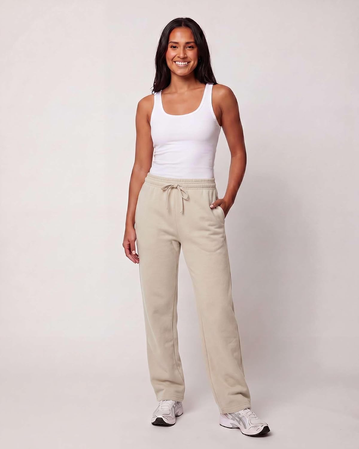 Real Essentials 3 Pack: Women's Relaxed Fit Fleece Open Bottom Sweatpants - Casual Athleisure (Available in Plus)
