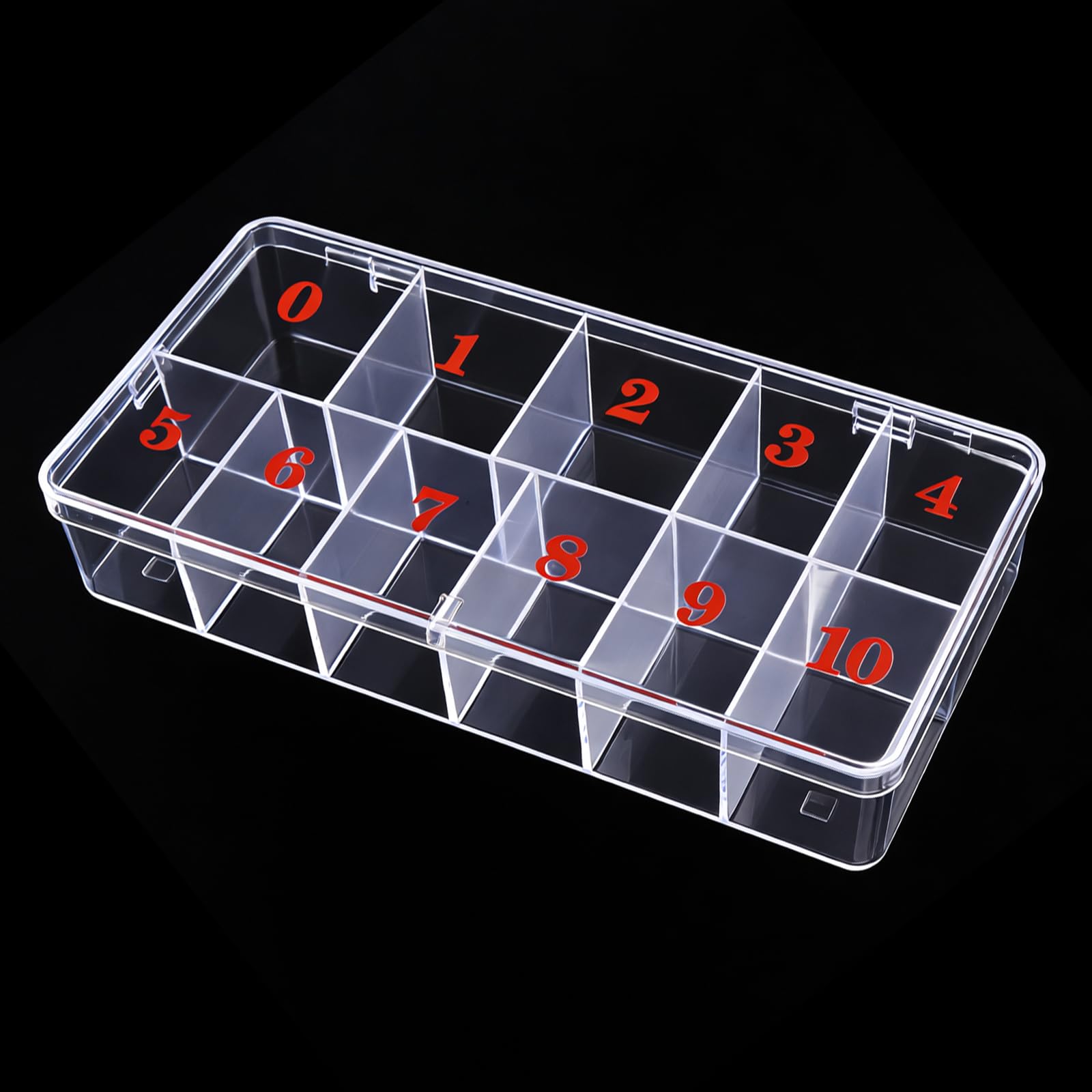 Beauticom USA - Caja organizadora de 11 espacios vacíos para puntas de uñas postizas, vitaminas, accesorios, 11 secciones