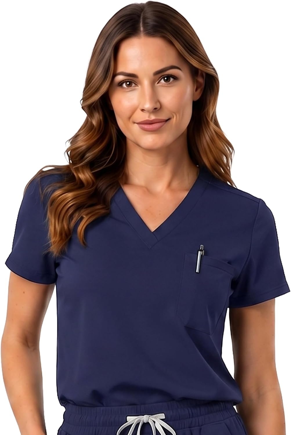 V-Neck Scrub Tops for Women, 3-Pocket Nurse Uniform, Professional Medical Scrubs for Healthcare Workers, Soft, Stretch