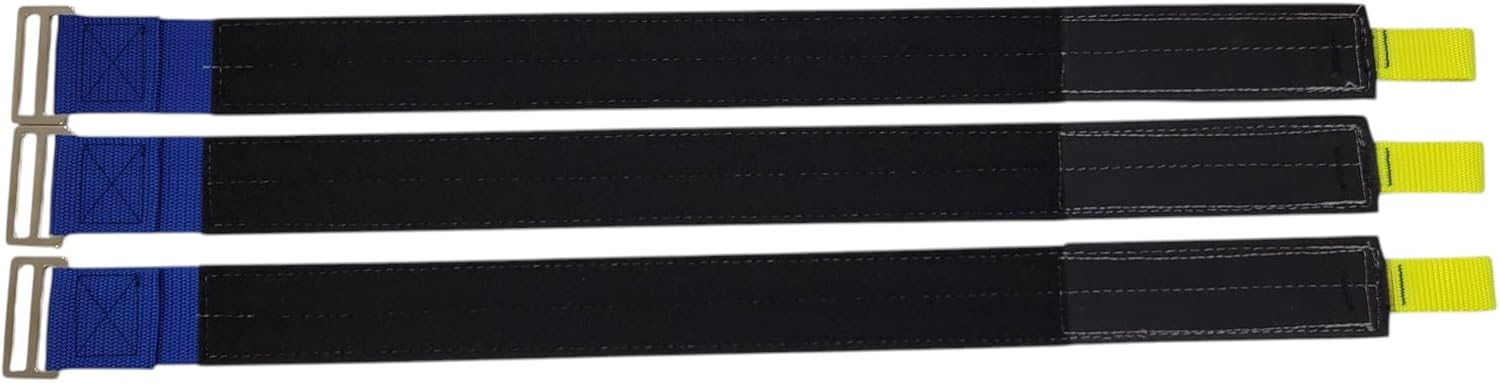 Firefighting Hi Rise Denver Load Fire Hose Bundle Straps 23" Length Blue w/Reflective Set of 3 (Blue w/Triple Yellow Reflective)