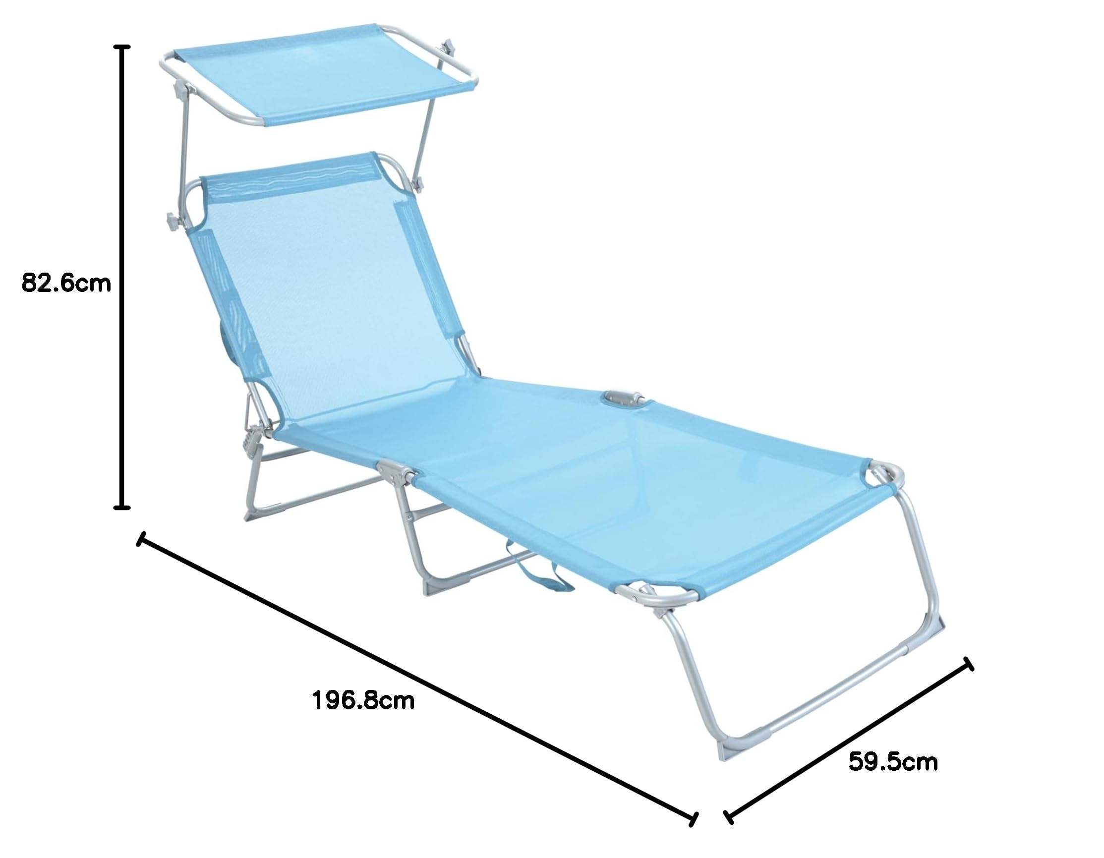 NORDIQ - Tumbona Plegable - Tumbona con Parasol – Tumbonas Jardin Exterior Reclinables con Respaldo Ajustable – Tumbonas de Acero 19 mm para Terraza y Piscina - Ligera y Resistente - Turquesa