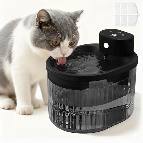 Miniatura 1 de Fuente de agua inalámbrica para gatos con sensor de movimiento, bomba silenciosa inalámbrica automática para mascotas, funciona con pilas,