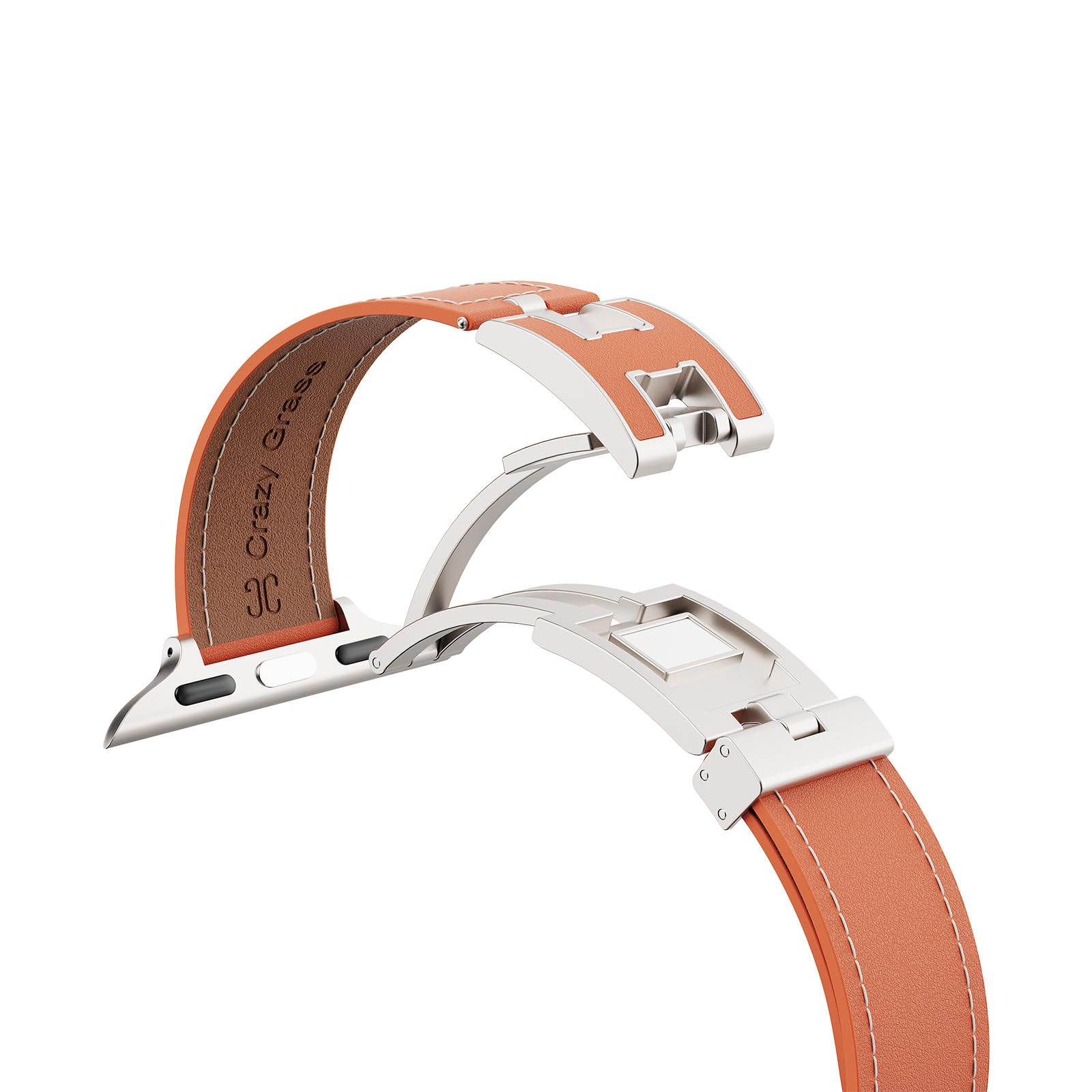 Bracelet en cuir véritable pour Apple Watch avec boucle signature H pour