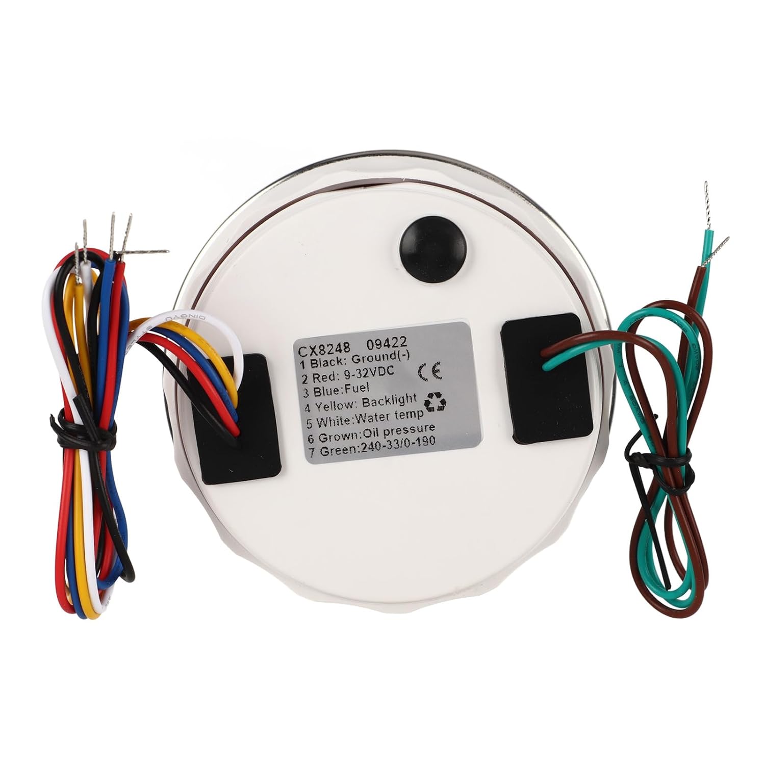 4 - in - 1 85mm Gauge | Oil Level/Pressure/Water Temp/Volt Meter | DC 9-32V for Car, RV, Boat, Motorcycle | Stainless Steel Water Protection Panel (White °F/PSI)