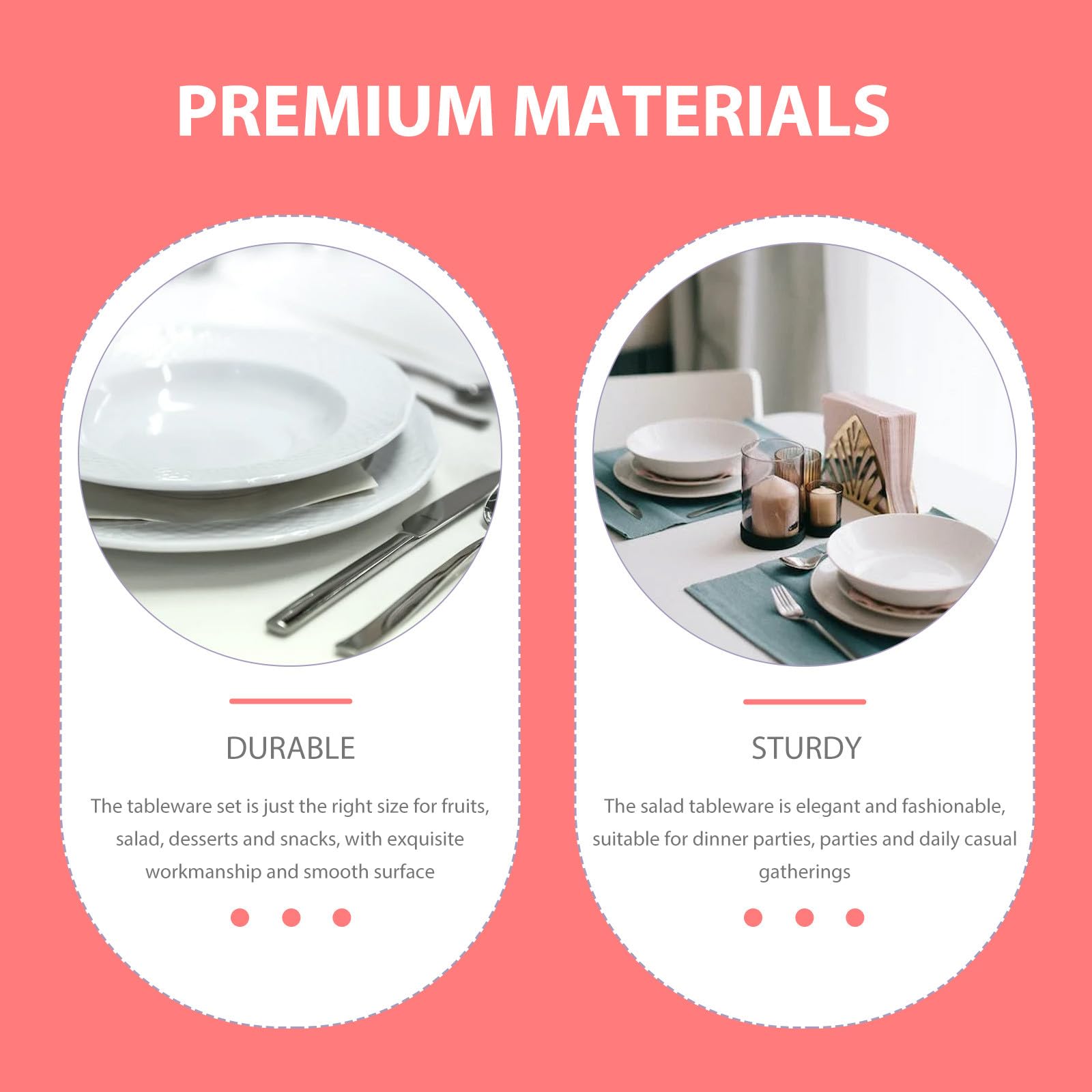 Assiette de Service Réutilisable en Céramique Rose Chic Bol à Salade Multifonction et Cuillère, Surface Lisse pour Rassemblements Quotidiens et Fêtes