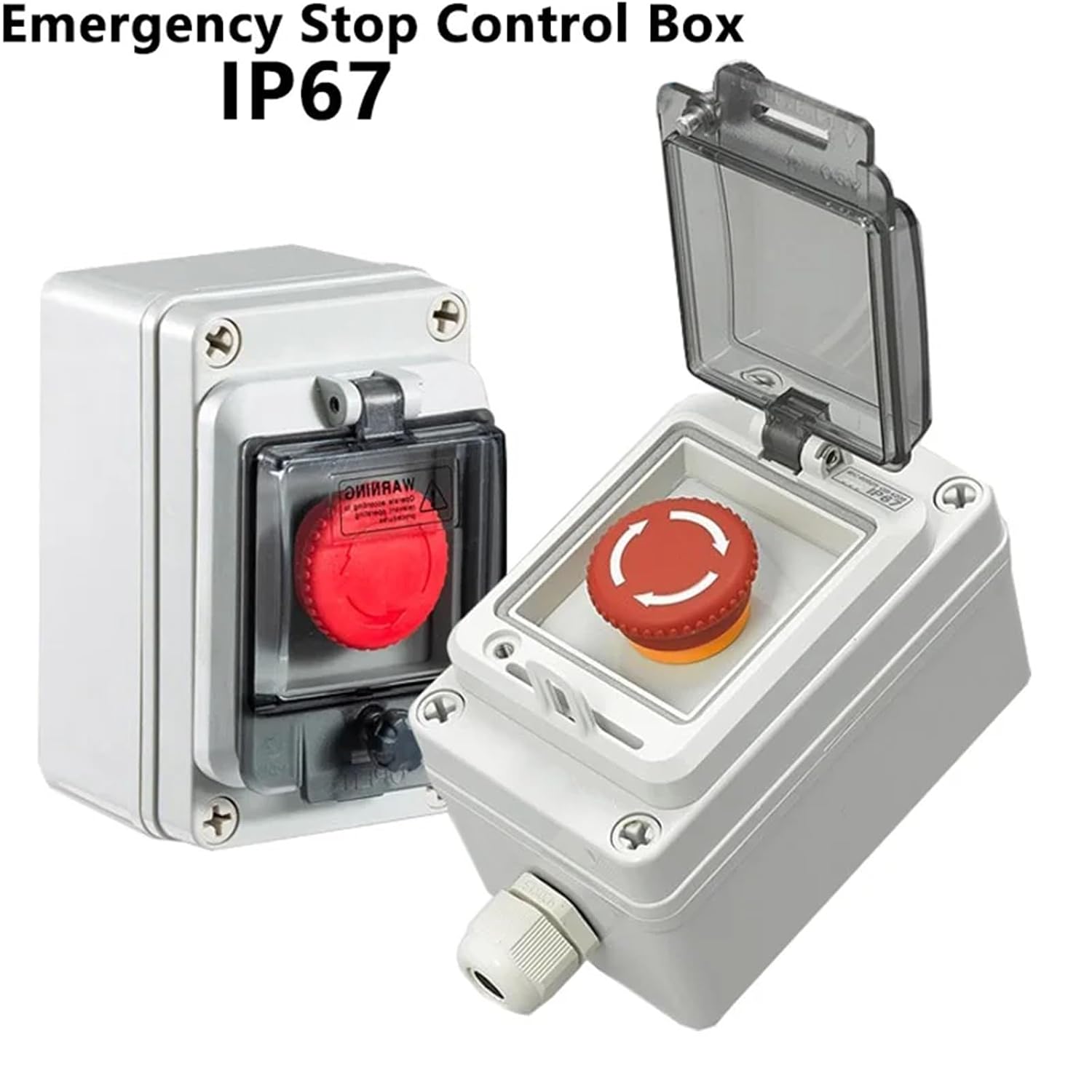 Emergency Stop Control Box Button Switch Cassette Ip67 1Pcs(2,1NO 1NC)