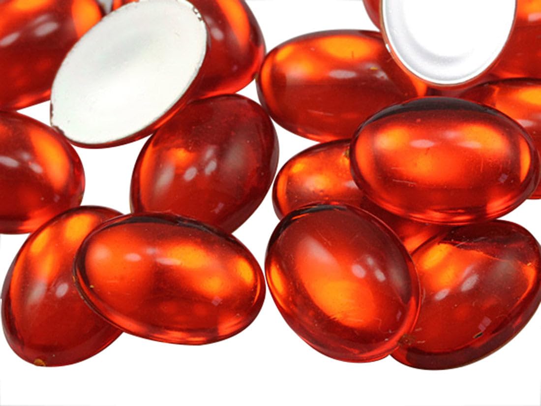18x13mm Orange Hyacinth .HC Flat Back Oval Acrylic Cabochons Rhinestones Plastic Gems Embellishments for Crafts Costumes