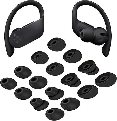 Miniatura 4 de TEEMADE - Juego de auriculares de silicona de repuesto para auriculares inalámbricos Powerbeats Pro Beats Flex y Beats X, 16 piezas (negro)