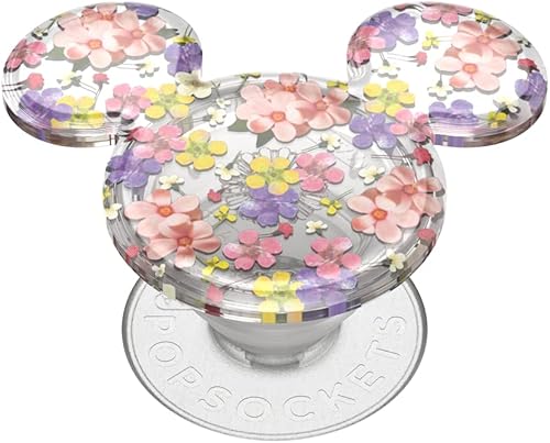 PopSockets - Agarre para teléfono con soporte expandible, agarre adhesivo, Disney - Pendientes de flores en cascada de Mickey
