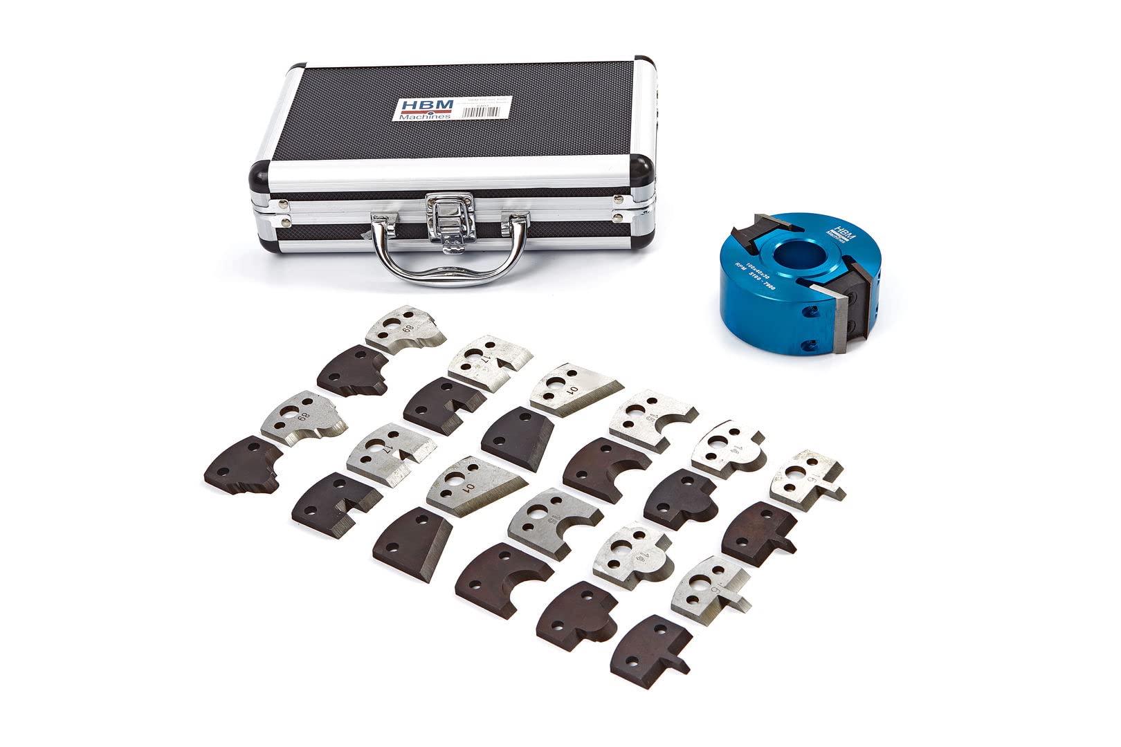 HBM 100 mm. Profi Houtfreeskop con 7 set di coltelli