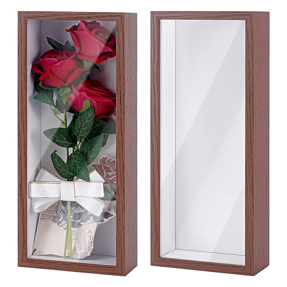 2 Stück Schattenbox Displaykasten 36.6x15.5x6.5cm Rechteckiger MDF Schattenboxrahmen Mit Nagelaufhängern Und Haken Für Auszeichnungen Erinnerungsstücke(Kamel)
