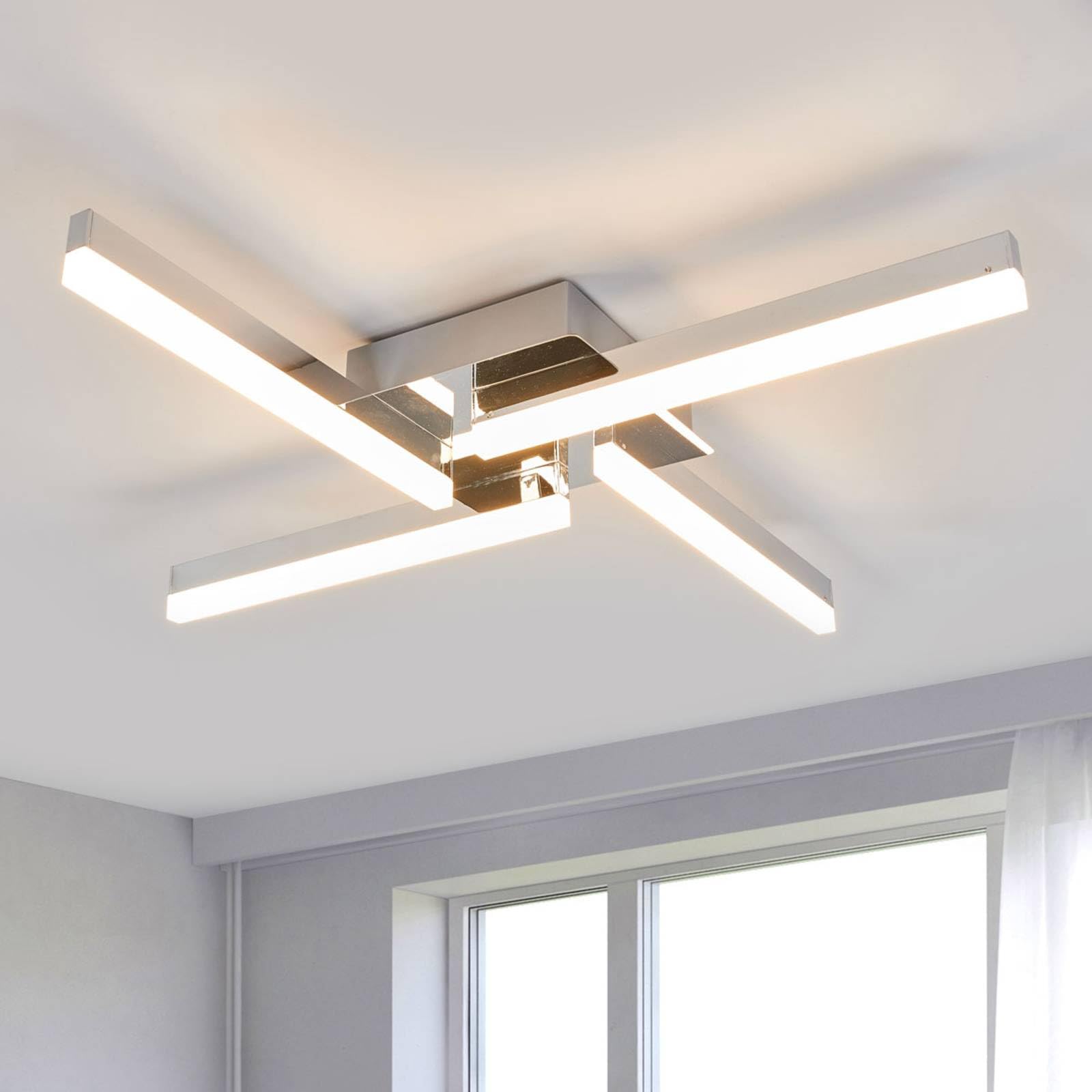 Lindby LED Deckenlampe Patrik (spritzwassergeschützt (Modern) in Chrom aus Metall (4 flammig,) - Bad Deckenleuchte Lampe Badezimmerleuchte