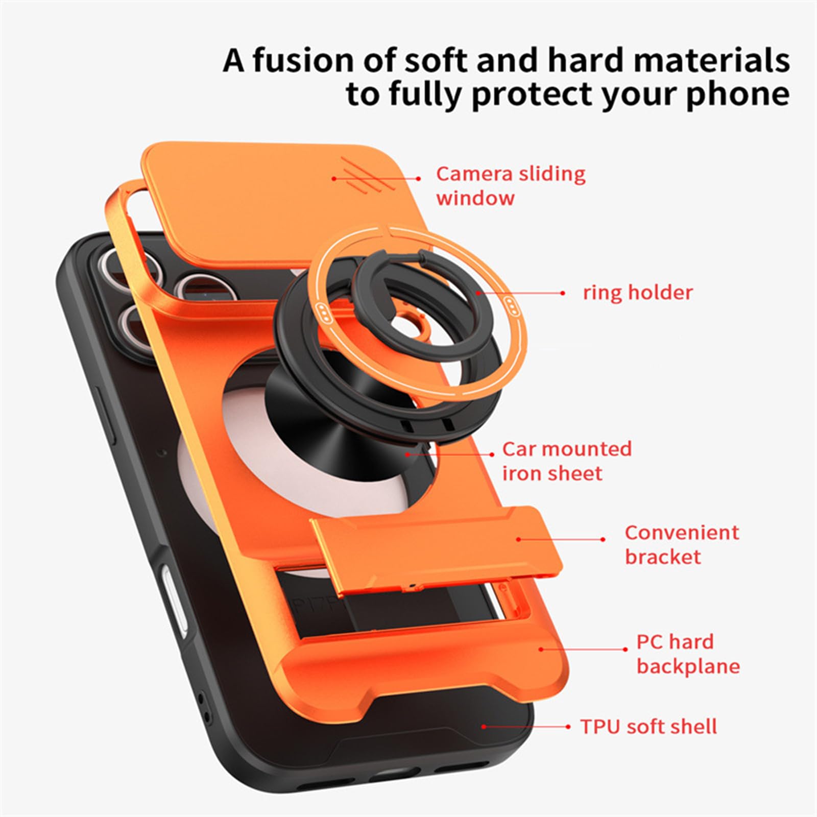 Custodia Magnetica For IPhone 17 Pro Max/17 Pro/17 Air/17, Supporto For Anello Di Protezione Completo For Fotocamera, Guscio Antiurto, Copertura For Cavalletto Nascosta(Silver,17 Air)