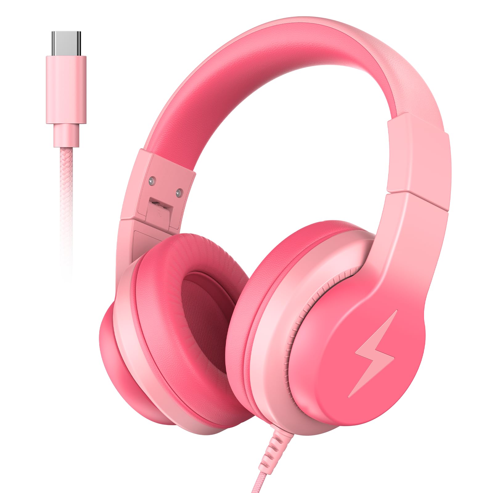 Candy Bila Kids Headphones for School, USB C Headphones for Kids, 85dB Volume Limiter, HD Stereo Sound, Comfortable Fit, Adjustable & Foldable, Ideal