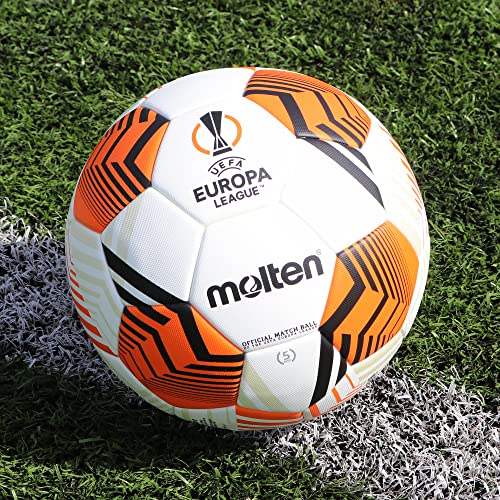 Uefa Europa League Uel Official Football, White/Orange/Black, Model: 5000 'Match Ball', Size 5 #TOP6