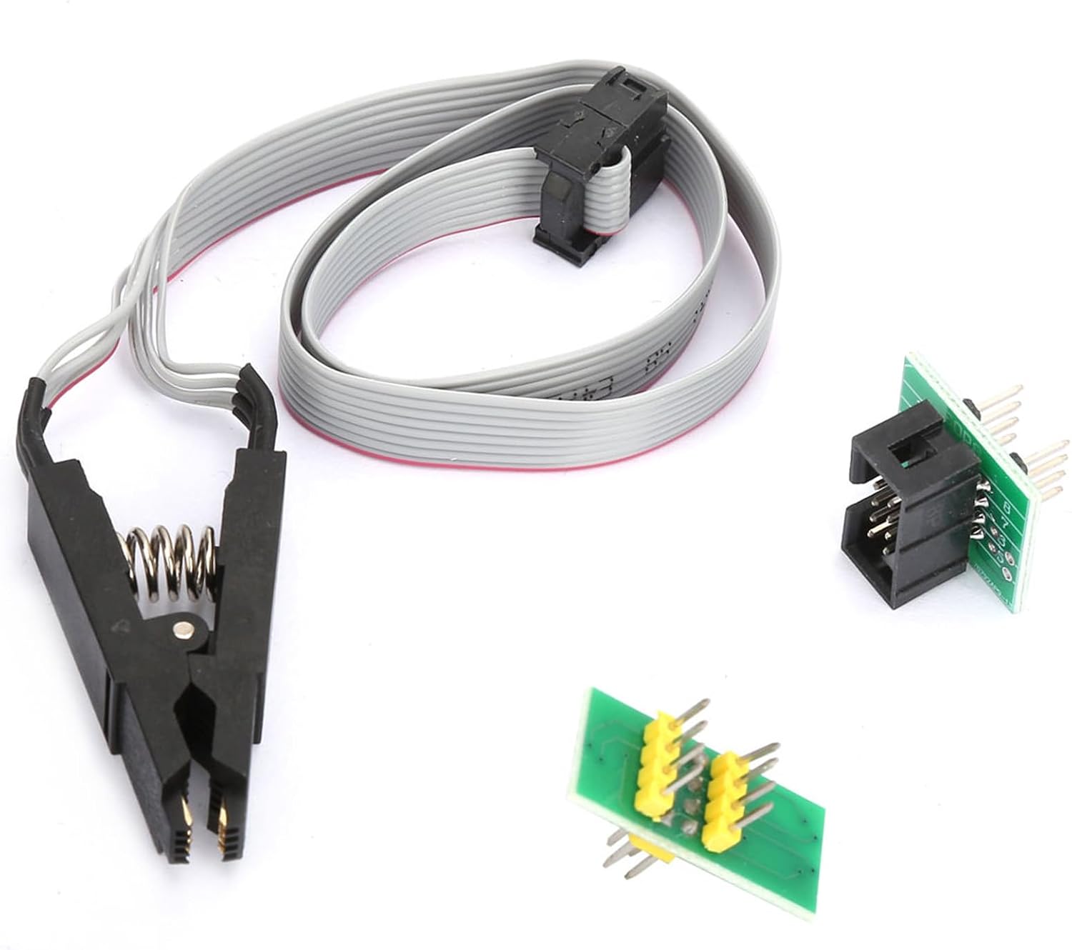 Тестовый зажим SOIC8 SOP8 | Программирование схем для микросхем Flash серий 25 / 24C / 93C | Не требует распайки | В комплект входит соединительная плата и кабель