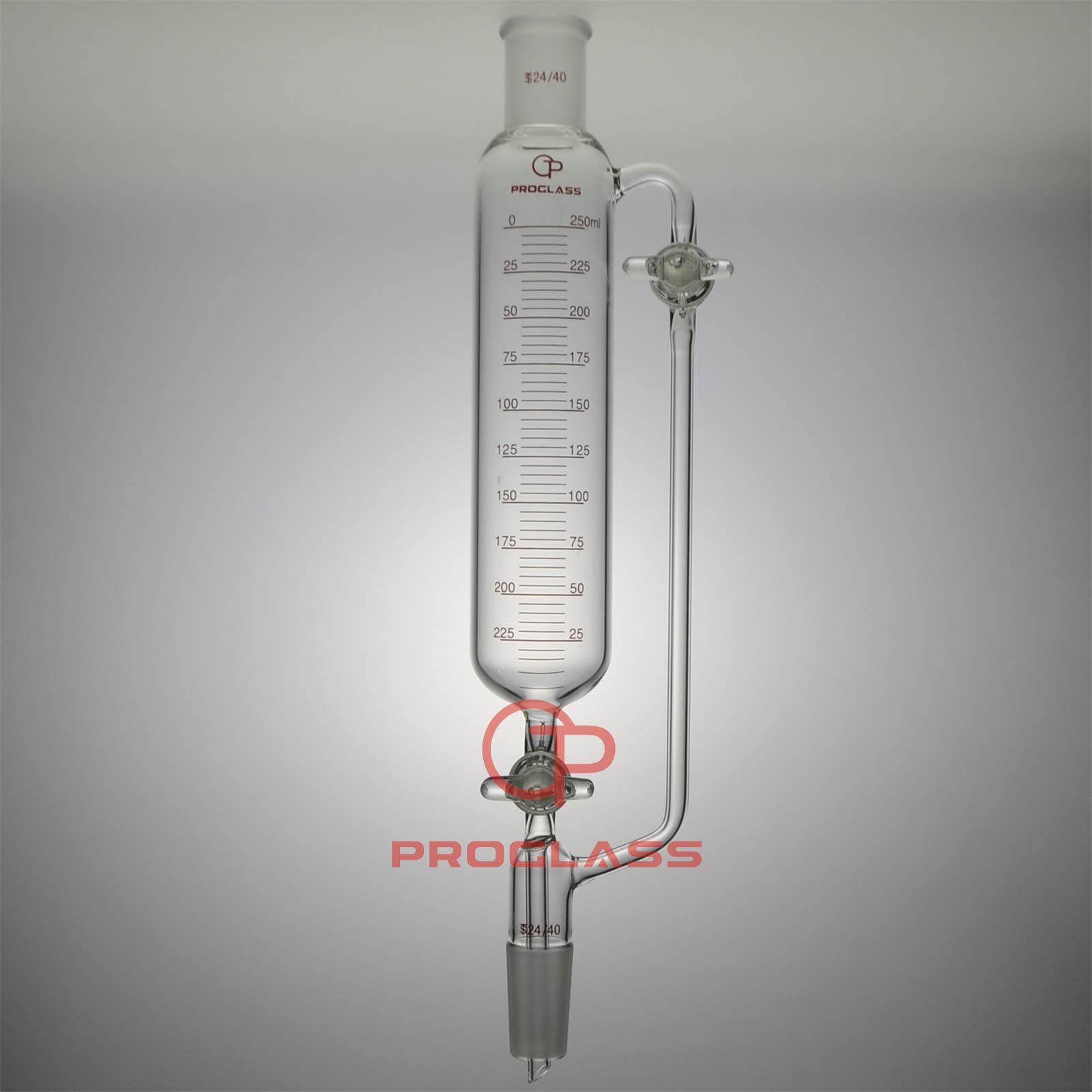 Proglass 250mL Graduated Pressure Equalizing Funnel Double Glass Stopcock (24/40)