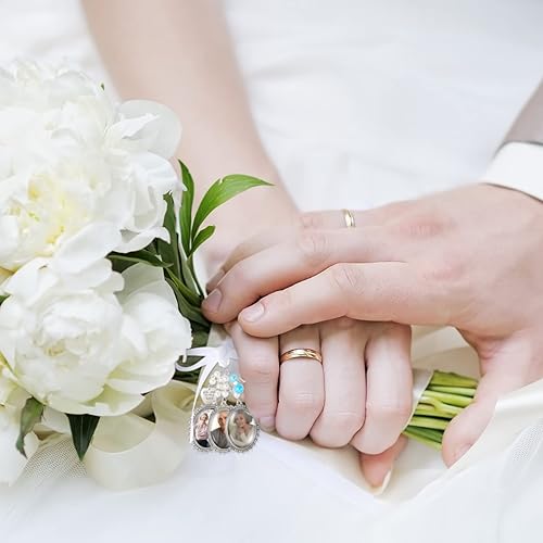 Miniatura 6 de Dije de ramo de boda, dijes de ramo para recuerdo de boda, dije ovalado de encaje de novia, colgante de ángel de novia conmemorativo para fiesta de