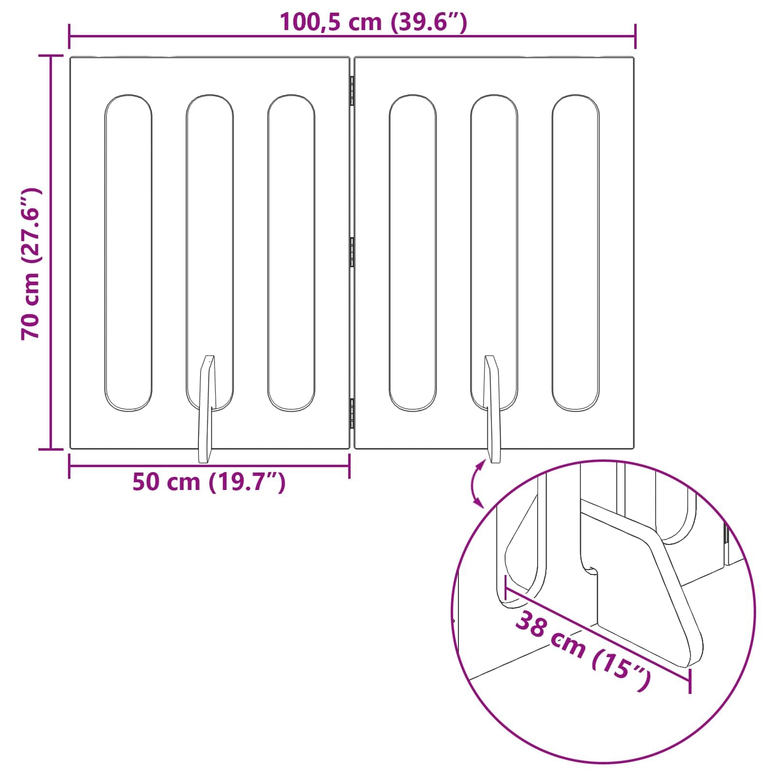 Valla plegable para mascotas de madera Sonoma gris 100,5 x 38 x 70 cm, 2 piezas con paneles plegables flexibles para interior, seguridad y protección de perros cachorros