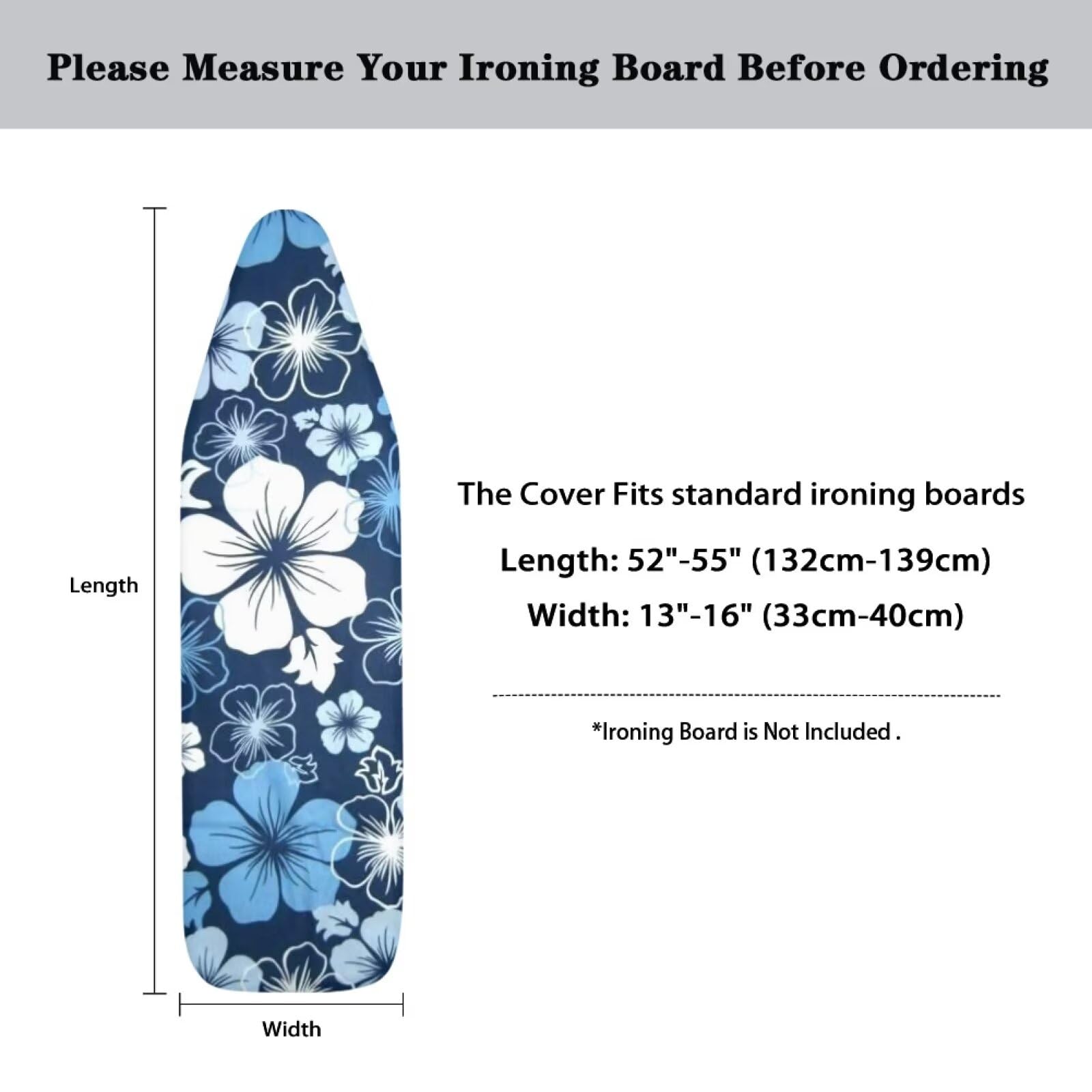 FANCOSAN Floral Hummingbird Ironing Board Cover with Elastic Edge and Hook and Loop Fasteners,Pink Cherry Blossom Print Thick Padded Iron Board Cover,Scorch&Stain Resistant