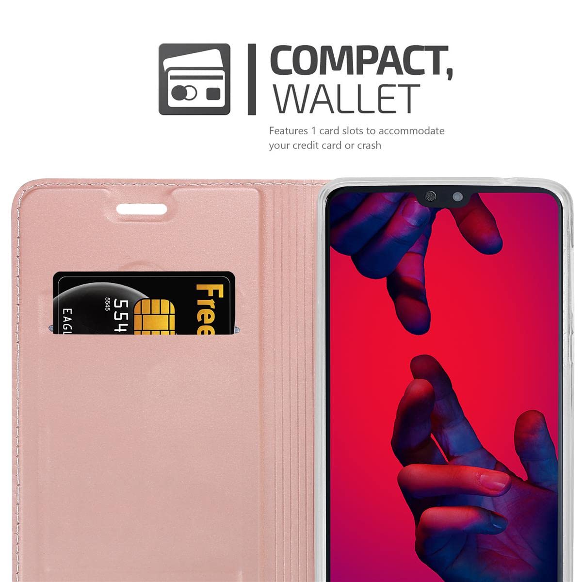 Cadorabo Custodia Libro per Huawei P8 in CLASSY ORO ROSA - con Vani di