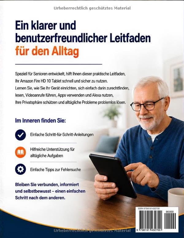 Amazon Fire HD 10 Tablet Benutzerhandbuch Für Senioren (Großdruck): Einfache Anleitungen zur Einrichtung, Navigation, Lesen, Videoanrufe, Apps, Alexa, ... und tägliche Fehlersuche (German Edition) image 3