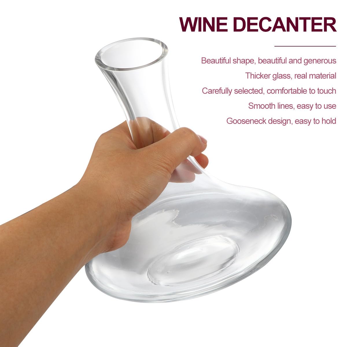 Angoily Decanter per Vino in Vetro Funzione di Potenziamento Aroma e Decorazione per Casa e Bar, Caraffa Elegante e Distributore Bibite