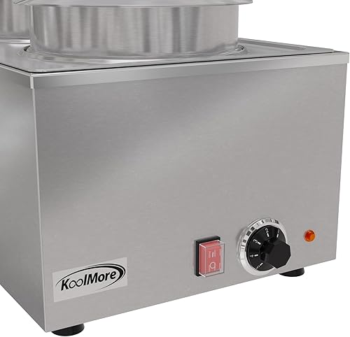 Miniatura 4 de KoolMore Calentador de alimentos comercial Bain Marie para encimera, estación de sopa y servidor de mesa de buffet con dos ollas para servir,