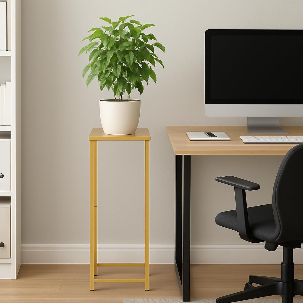 Koyal Wholesale 1Pcs 29 Inch Tall Modern Matte Gold Pedestal Stand, Metal Plant Stand Indoor Flower Pedestal Stands for Wedding Gold Harlow Stand Home Decor