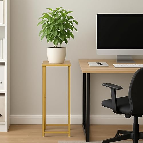 Miniatura 6 de Koyal Wholesale 1 pedestal de 29 pulgadas de alto, moderno soporte de pedestal dorado mate, soporte de metal para plantas de interior, soportes de